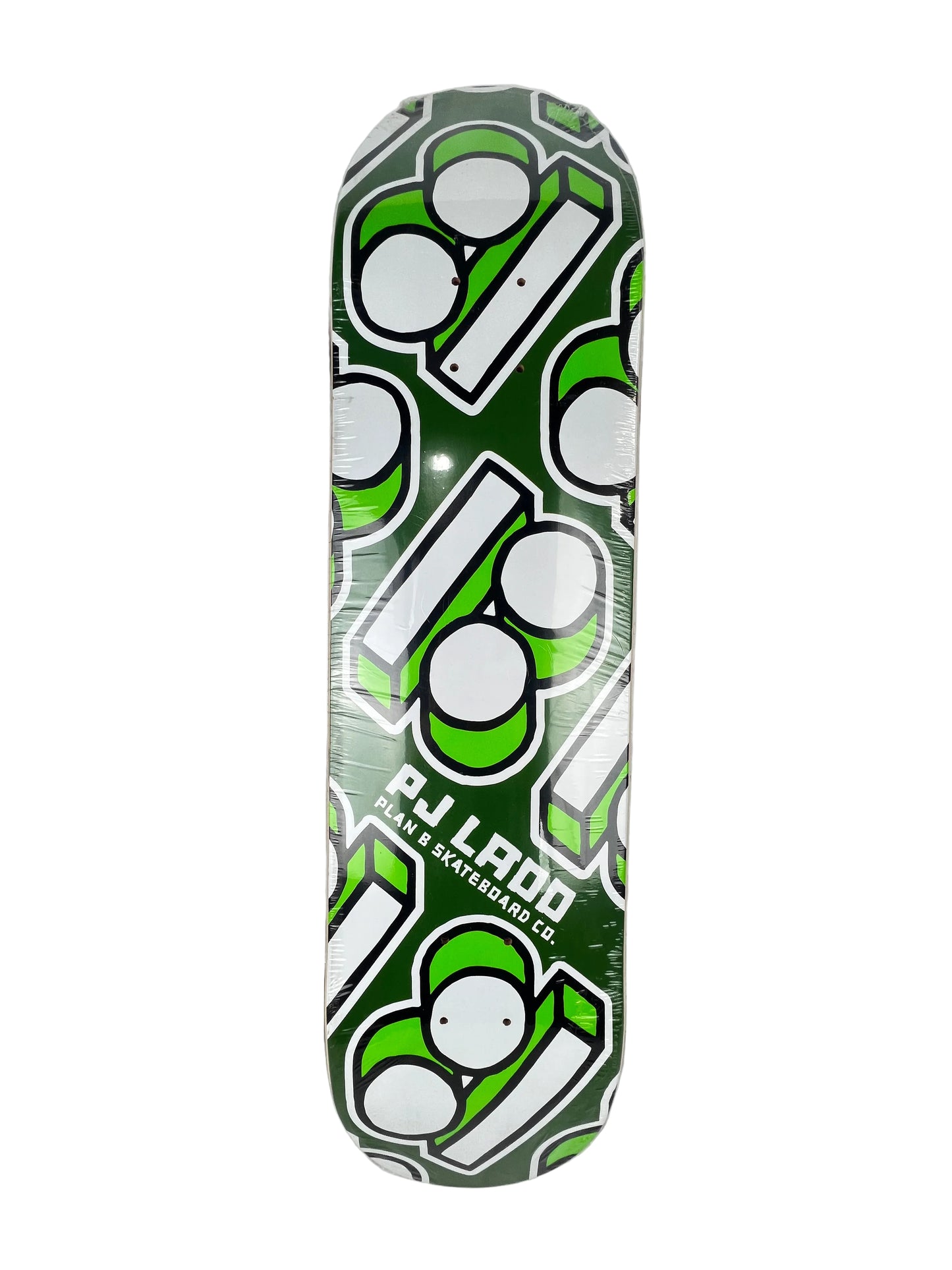 Plan B P.J. Ladd B Initial B Blocks Olive Green White Size 8.0" Vintage NOS Deck