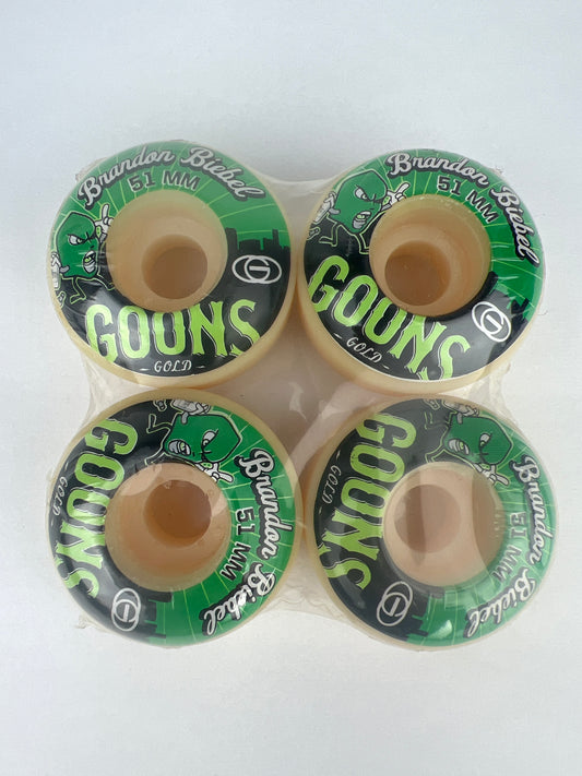Gold Wheels Gold Goons Brandon Biebel Shiesty Green Black White Size 51MM Vintage NOS Wheels