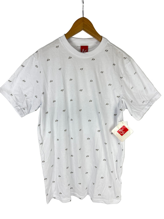 eS Euros White Gold All over Print Size L S/s Vintage Shirt