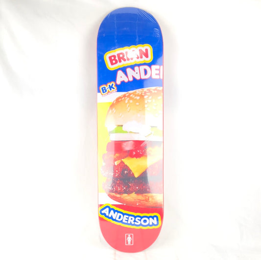 Girl Brian and Kenny Anderson Burger Blue/Yellow/Red/Multi Color Size 8.5 Skateboard Deck