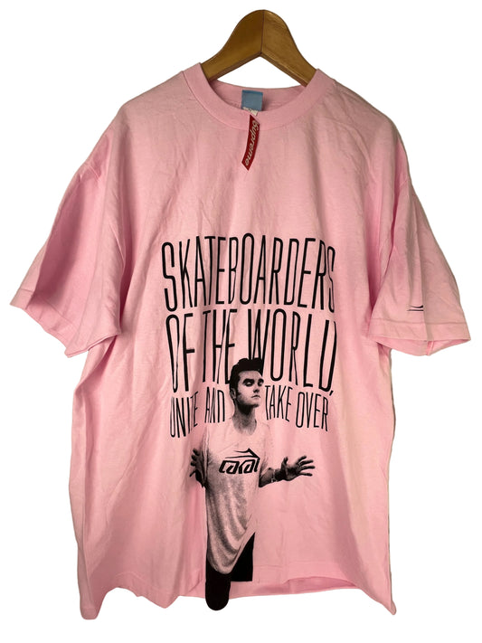 Lakai Skateboarders Of The World Unite And Take Over Black White Pink Size XL S/s Vintage Shirt