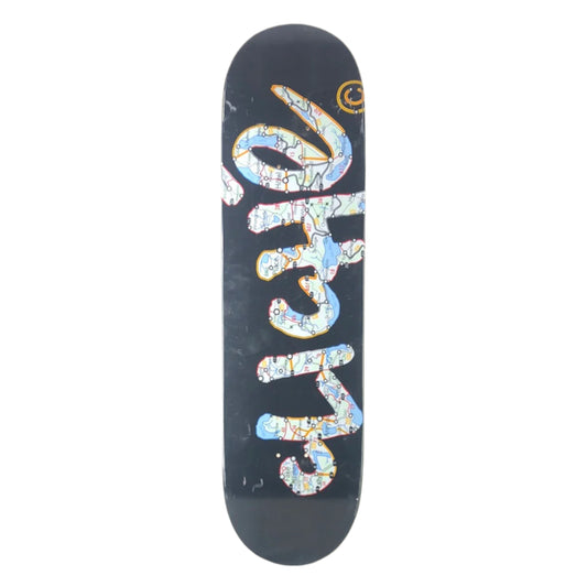 Cliché Map Writing Black/Multi Color Size 8.25" Skateboard Deck