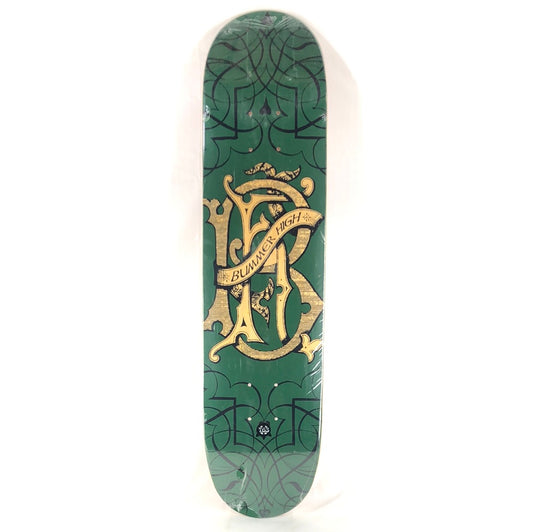 Bummer High Old English Initial Green Woodgrain 7.63'' Skateboard Deck