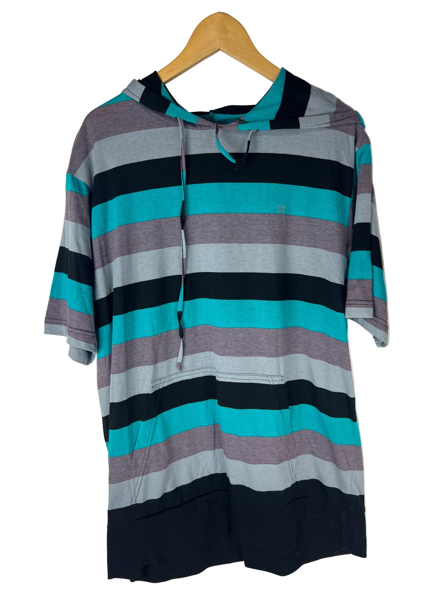 Krew KR3W Erik Ellington Signature Turquoise Black Grey Red Striped Size XL Vintage Slim Fit Hooded Sweatshirt