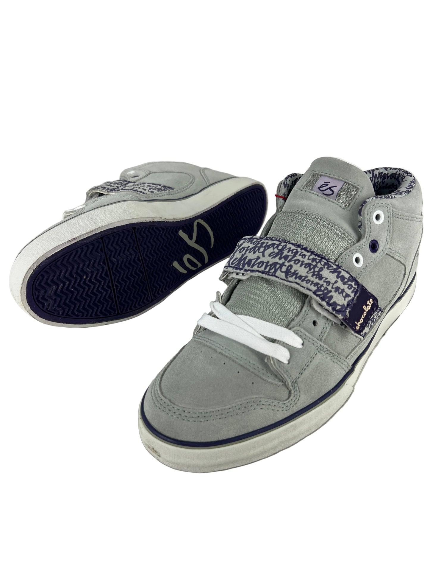 ES X Chocolate Skateboards Justin Eldridge Theory 1.5 Grey Purple US Mens Size 10.5 Classic Shoes