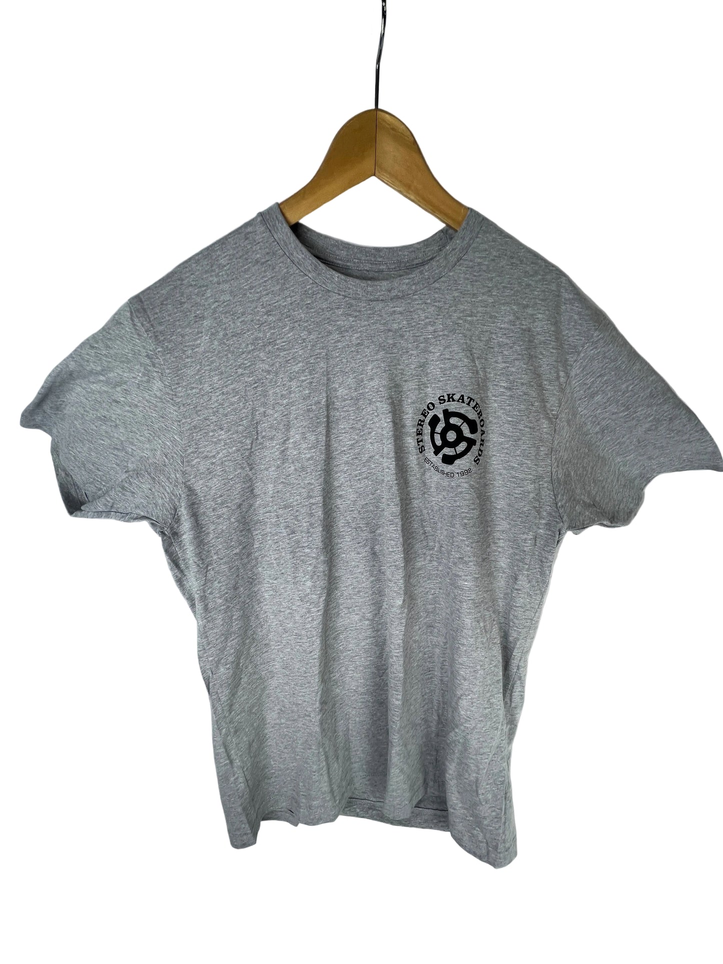 Stereo Skateboards Established 1992 Gears Logo Grey Black Size L S/s Vintage Shirt