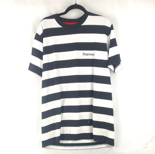 Supreme Embroidered Chest Logo Old English Black White Size XL S/s Shirt