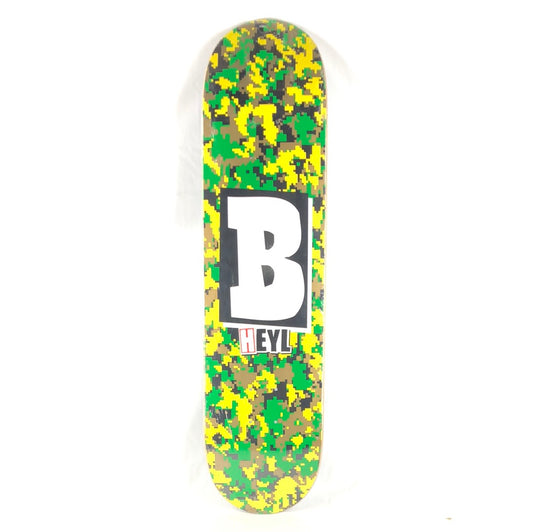 Baker Shane Heyl 'B' Digital Camo Black/Green/Yellow 7.9" Skateboard Deck