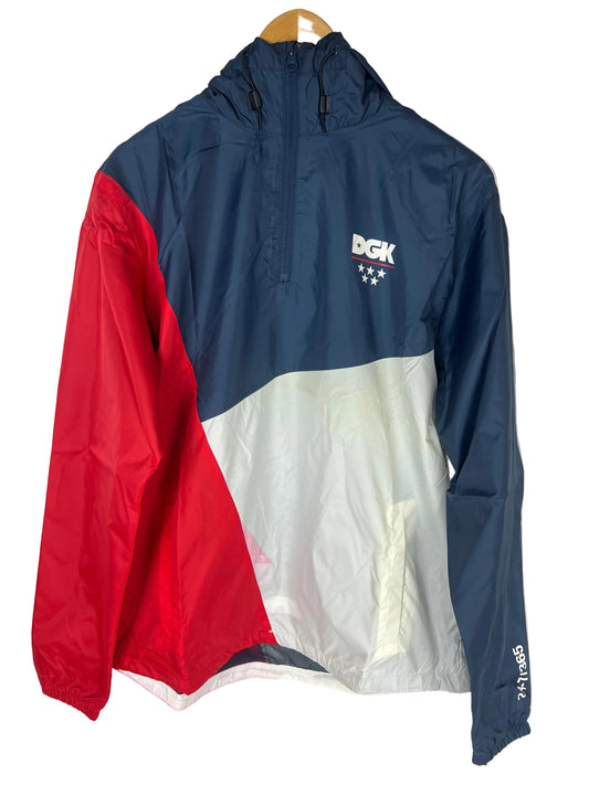 DGK Dirty Ghetto Kids 5 Stars Lennox Navy Grey Red Size M L/s Vintage Windbreaker Jacket
