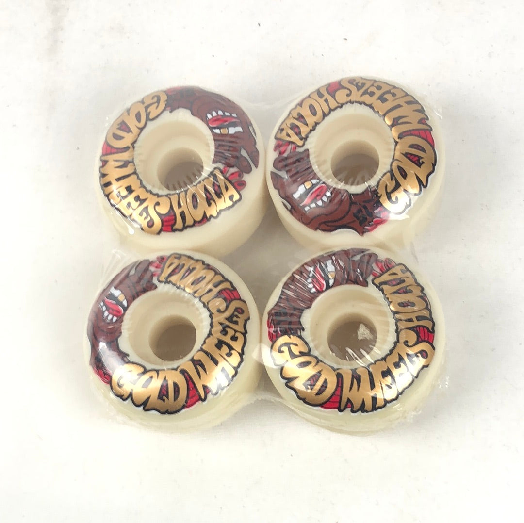 Gold Holla Hand Face Graphic Brown Gold Black Red 51mm Skateboard Wheels