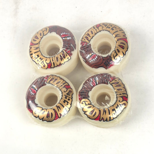 Gold Holla Hand Face Graphic Brown Gold Black Red 51mm Skateboard Wheels
