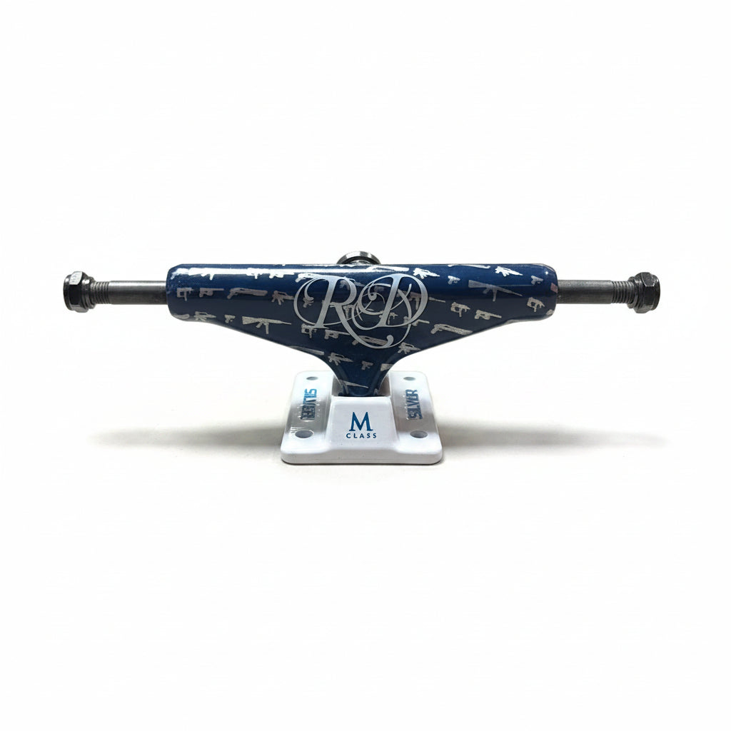 Silver Rob Dyrdek M Class Guns Italic Initials Cobalt Silver White 7.875" Axle Vintage NOS Trucks