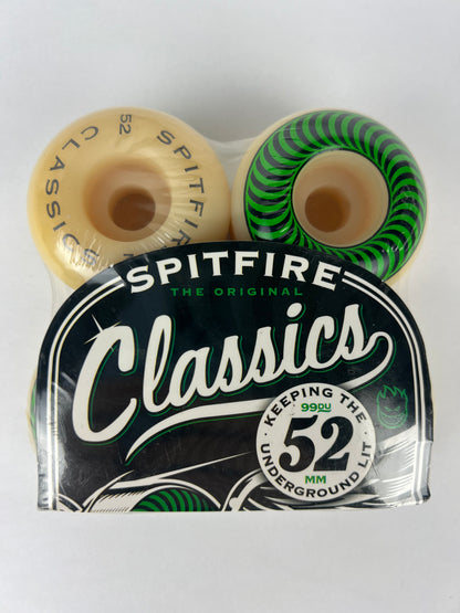 Spitfire Classics Black White Green Size 52MM 99A Duro Vintage NOS Wheels
