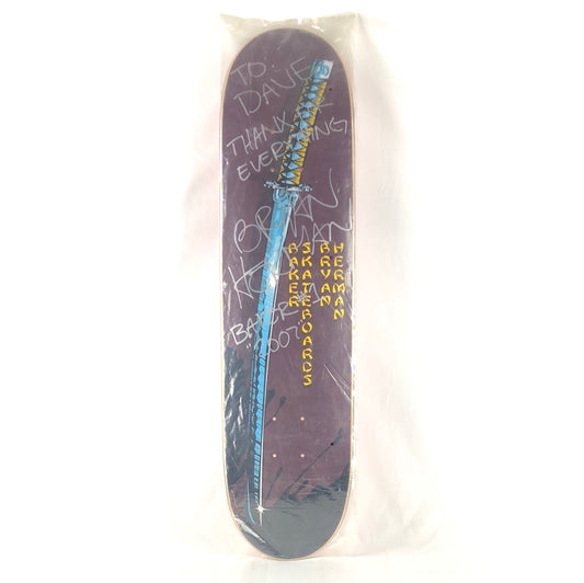 Baker Bryan Herman Signed Samurai Sword Graphic  Brown Black Yellow Blue Size 7.75" Skateboard Deck