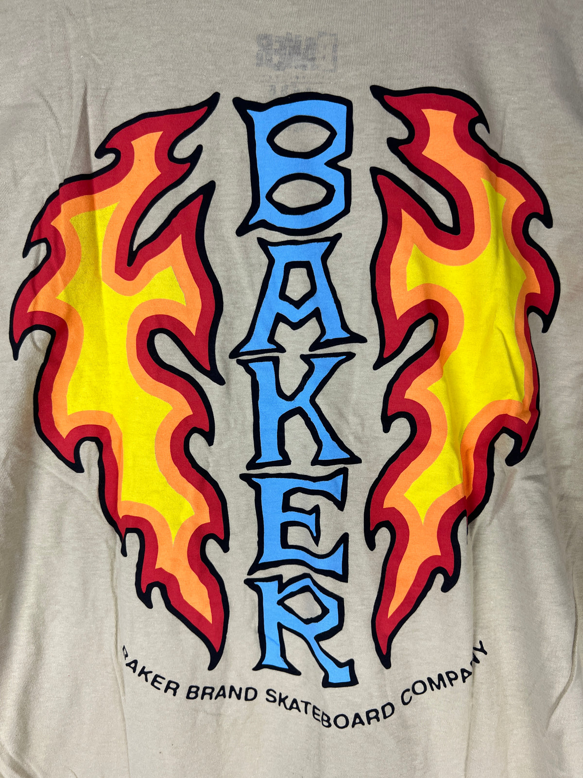 Baker Tommy Guerrero Flames Baker Logo Olive Rad Blue Size L S/s Vintage Shirt