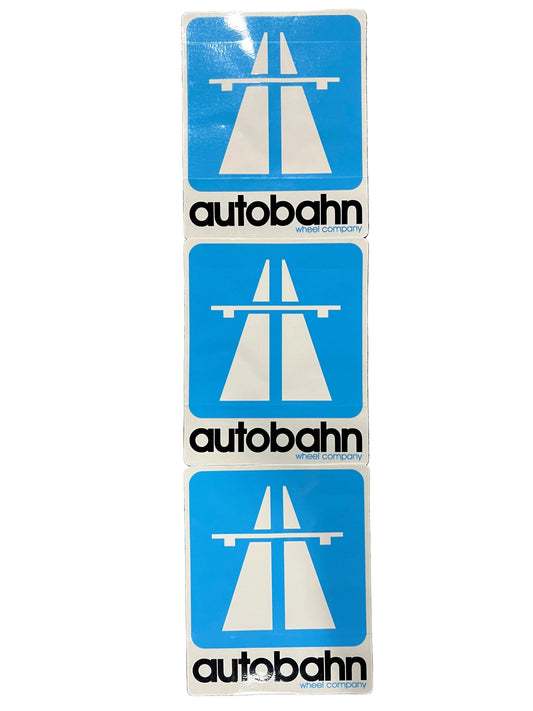 Autobahn Large Highway Blue White  Size 7.6" X 6.2”Vintage NOS Sticker Pack Of 3 Stickers