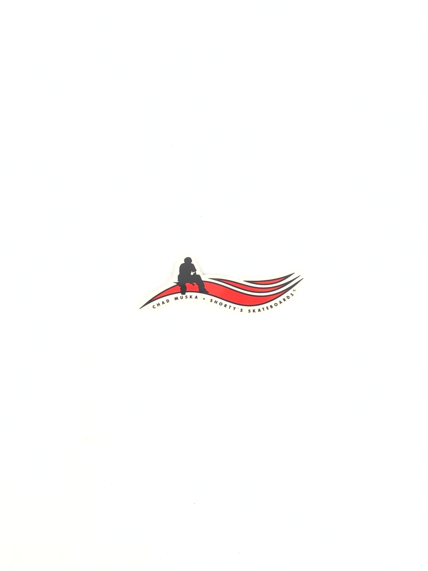 Shorty's Skateboards Chad Muska Silhouette Wave Clear Red Black 4" x 1.5" Vintage NOS Sticker
