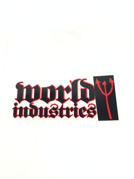 World Industries Pitchfork Clear Red Black 11" x 5" Sticker