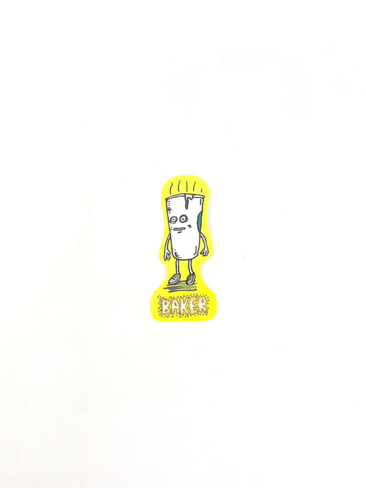 Baker Skateboards Coffee Cup Man Yellow White 5" x 2" Sticker