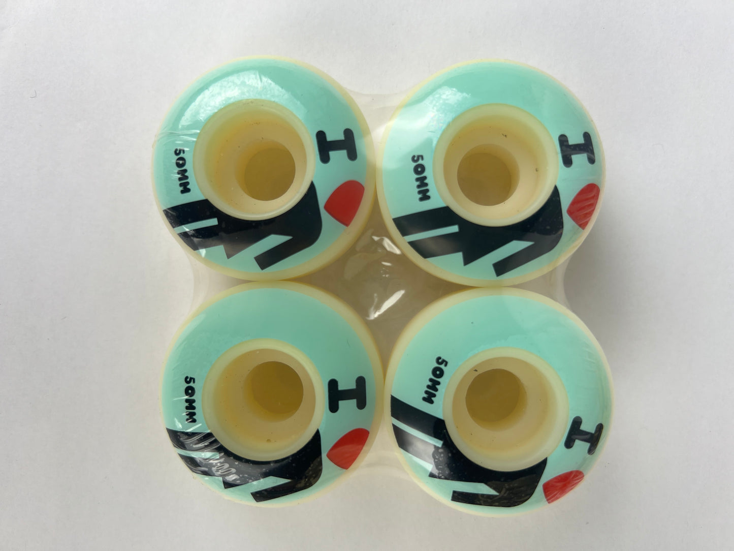 Girl I Heart Girl Lt Blue Black Red  Size 51MM Vintage NOS Deck