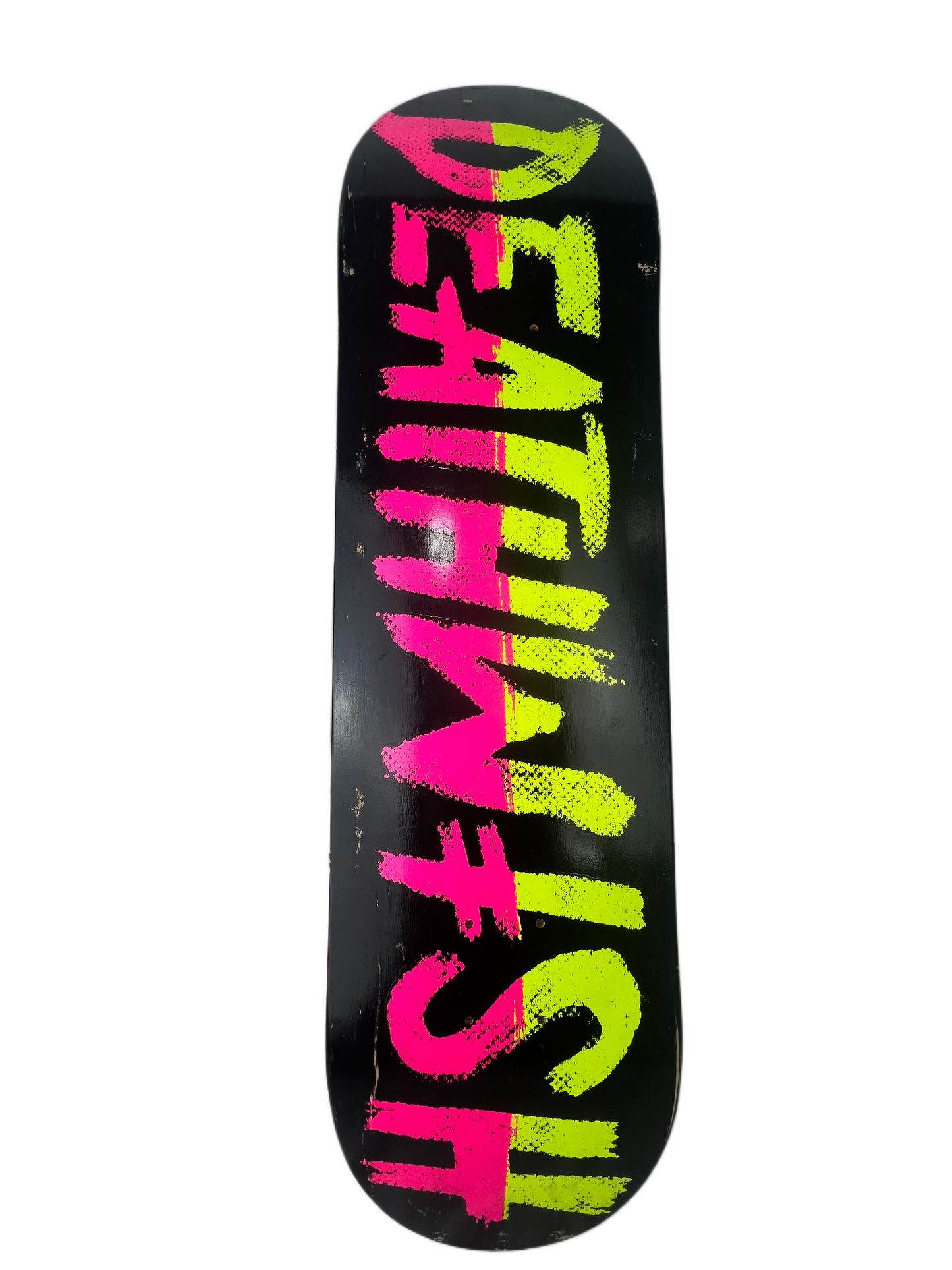Deathwish Team Logo Retro Neon Split Black Pink Yellow Size 8.400" Vintage NOS Deck 2008