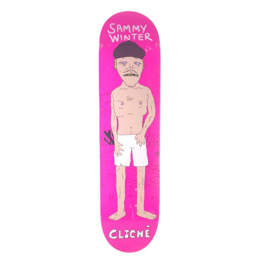 Cliché Sammy Winter Drawing Pink/Black/White Size 8.0 Skateboard Deck