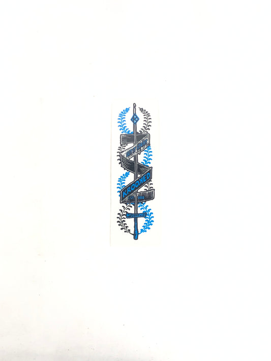 Krooked Skateboards Get It Strait Clear Blue Black 6.75" x 2" Sticker