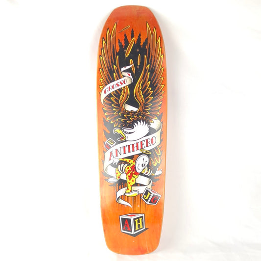 Anti Hero Jeff Grosso Orange/Multi Color Size 9.89" Shaped Skateboard Deck