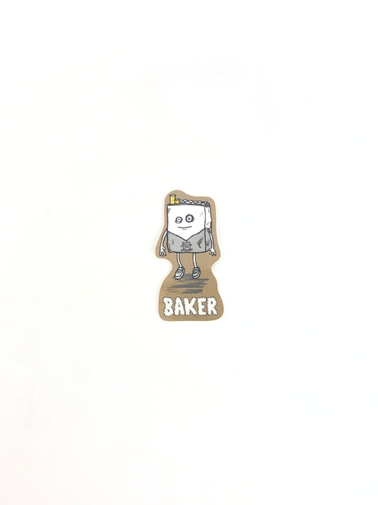 Baker Skateboards Cigarette Box Man Brown White 4.5" x 2" Sticker