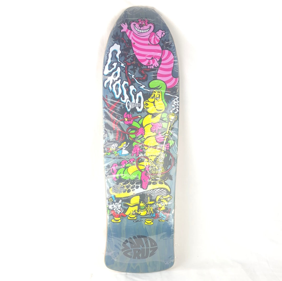 Santa Cruz Cease & Desist Collection Jeff Grosso Alice in Wonderland Cartoon Graphic 4/50 Blue/Multi Color Size 8.75 Shaped Skateboard Deck