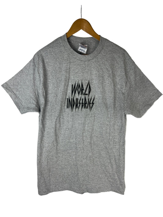 World Industries Sharp Logo Grey Black Size L S/s Vintage Shirt