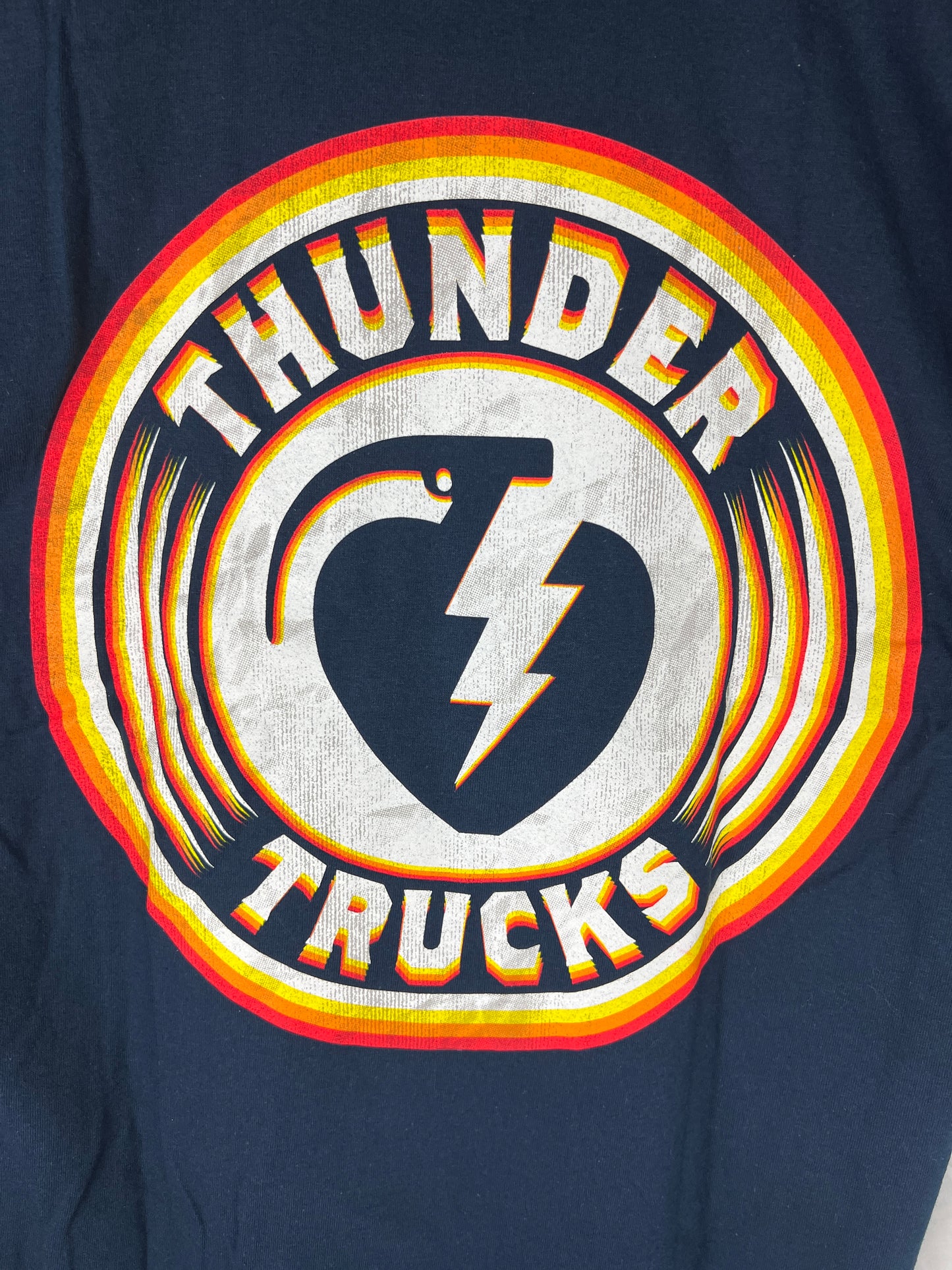 Thunder Grenade Logo Navy Orange White Large Back Print Size L S/s Vintage Shirt