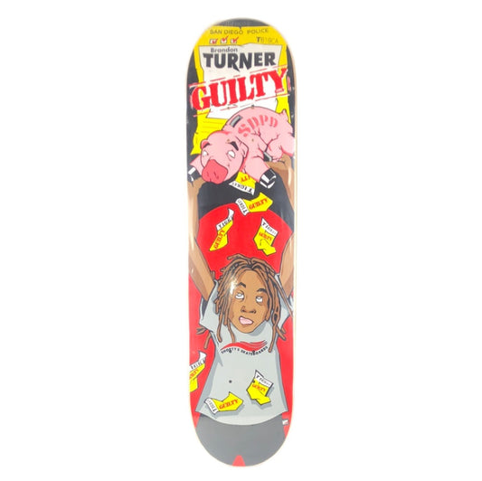 Shorty's Brandon Turner SDPD Guilty 7.625" Red/Black/Yellow Skateboard Deck