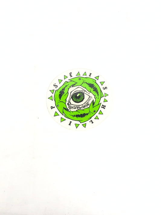 Fishlips Skateboards Eye Clear Green Black 4.2" x 4.2" Sticker