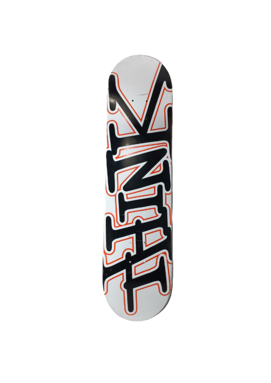 Think Team Logo Graphic White Orange Black Size 7.75" Vintage NOS Deck