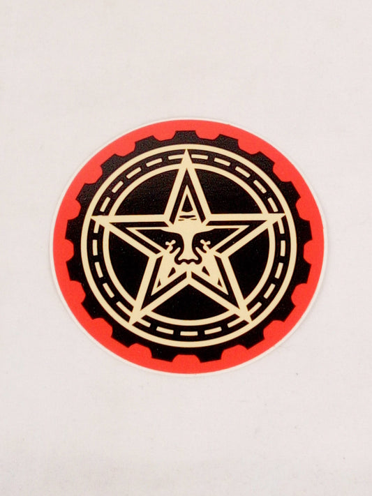 Obey Shepard Fairey Star Gear Orange Black Tan 3.625" x 3.625" Vintage NOS Sticker