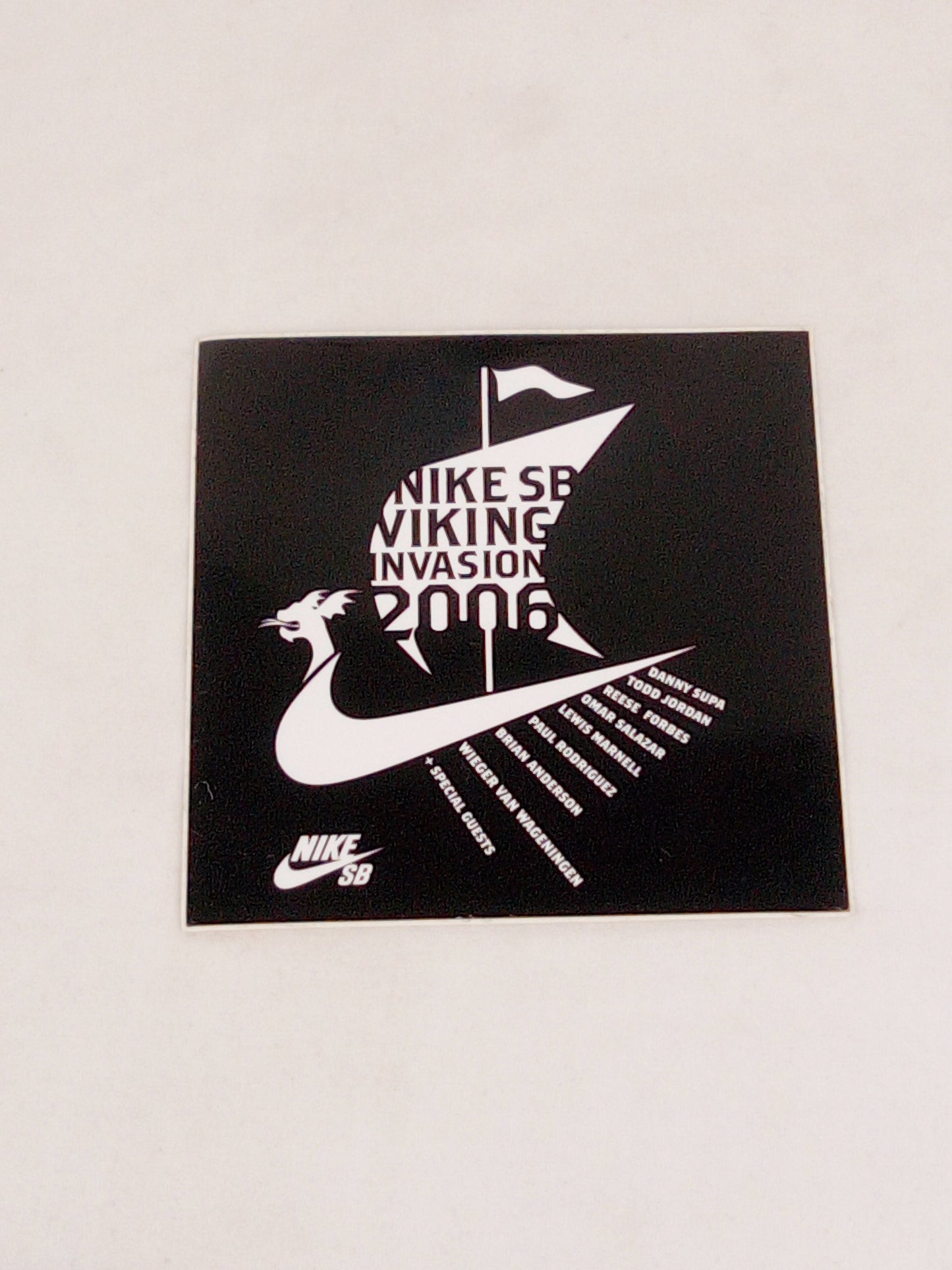 Nike SB Viking Invasion 2006 Tour Black White 4.25" x 4.25" Vintage NOS Sticker