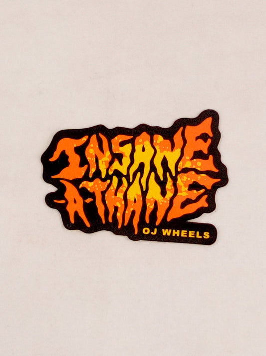 OJ Wheels Insane-A-Thane Black Orange 3" x 2.25" Vintage NOS Sticker