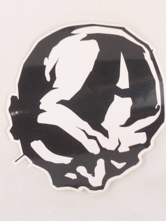 Circle A Skull B White Black 5" x 4.5" Sticker