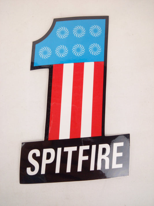 Spitfire Black White Red Blue American Flag Number 1 6" x 3.75" Sticker