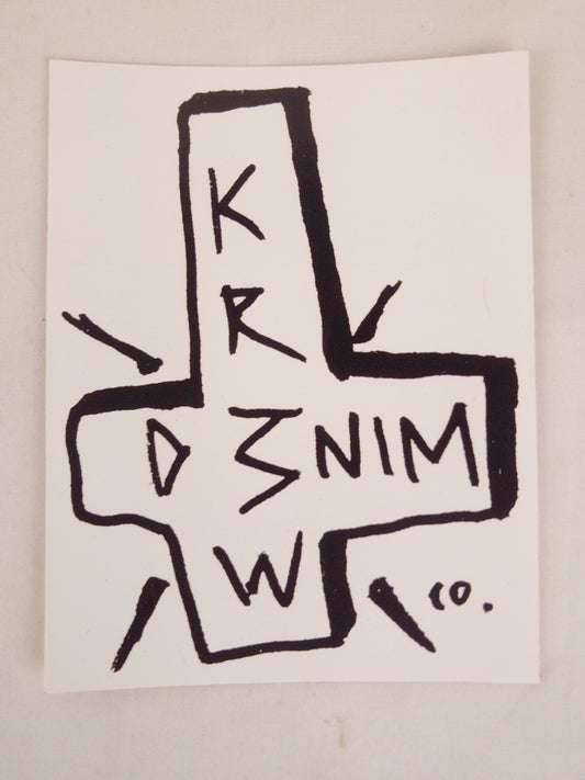 Krew Kr3w Denim White Black Cross 5" x 4" Vintage NOS Sticker