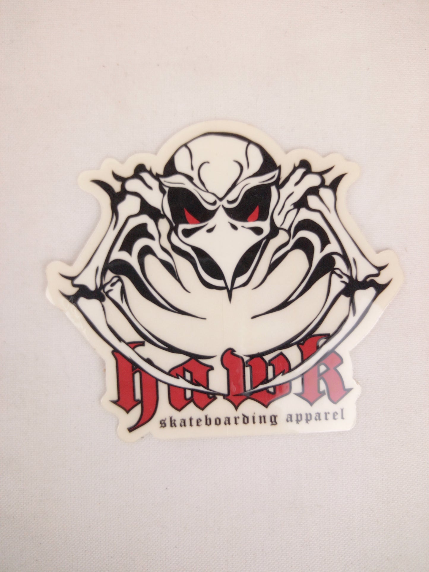 Hawk Skateboarding Apparel Bird Skull Red Eyes 2.75" x 3.25" Vintage NOS Sticker