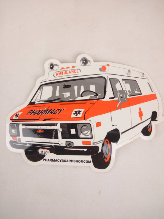 Pharmacy Boardshop Ambulance Clear Black Orange 6" x 4.25" Sticker