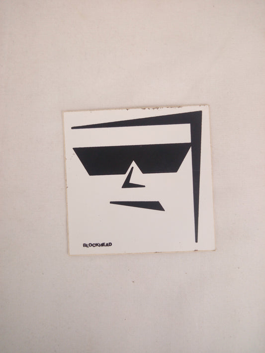 Blockhead Skateboards Sunglasses White Black 2.5" x 2.5" Vintage NOS Sticker