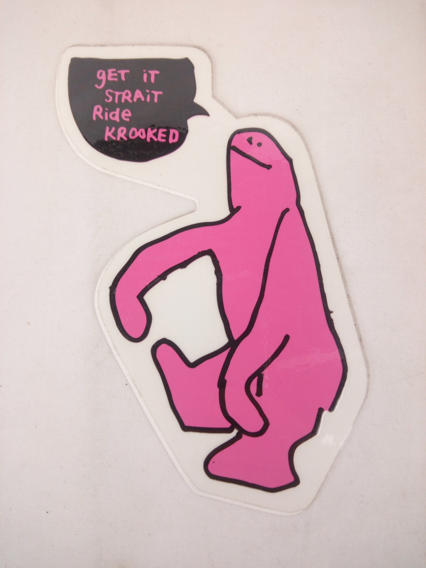 Krooked Get It Strait Ride Krooked Schmoo Clear Pink 6" x 3" Sticker