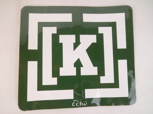 Krew K Green White 8" x 7.25" (Large) Vintage NOS Sticker