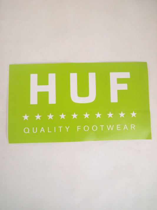 HUF Quality Footwear Lime Green White 8.5" x 4.75" Vintage NOS Sticker