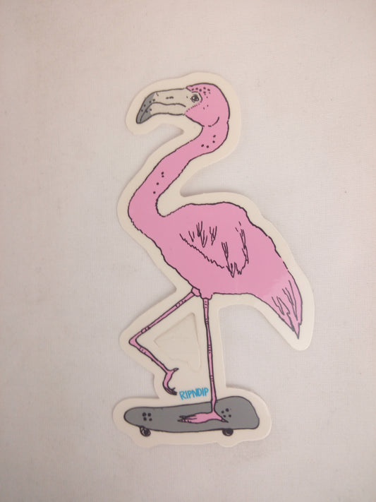 Rip N Dip Flamingo Clear Pink Grey 4" x 2" Sticker