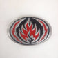 Black Label Skateboards Flame Logo Og Black Red Metallic Silver 3.25" x 2.5" Vintage NOS Belt Buckle