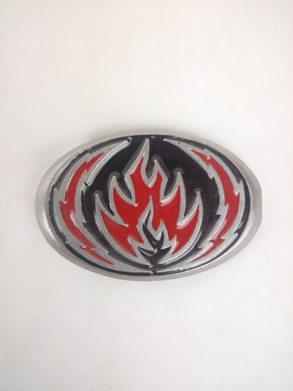 Black Label Skateboards Flame Logo Og Black Red Metallic Silver 3.25" x 2.5" Vintage NOS Belt Buckle